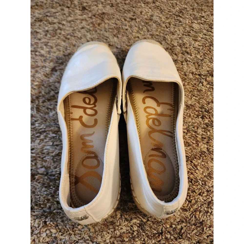 Sam Edelman Kesia White Leather Espadrille Slip On‎ Flats Womens 8M EUR 38